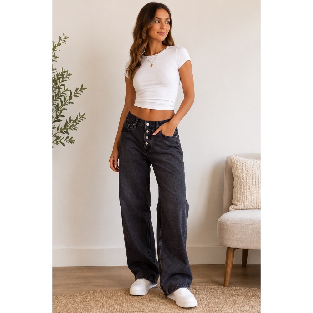 Abercrombie Curve Love 90s Baggy Jeans Womens 31 12 Low Rise Dark Wash Y2K